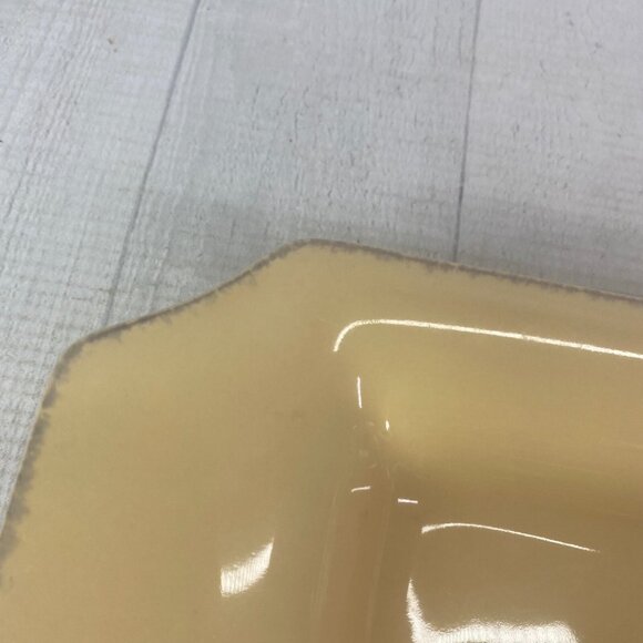 Taste of Home Entertaining Yellow Brown Edge Large Rim Ceramic Serving Tray - Picture 12 of 16